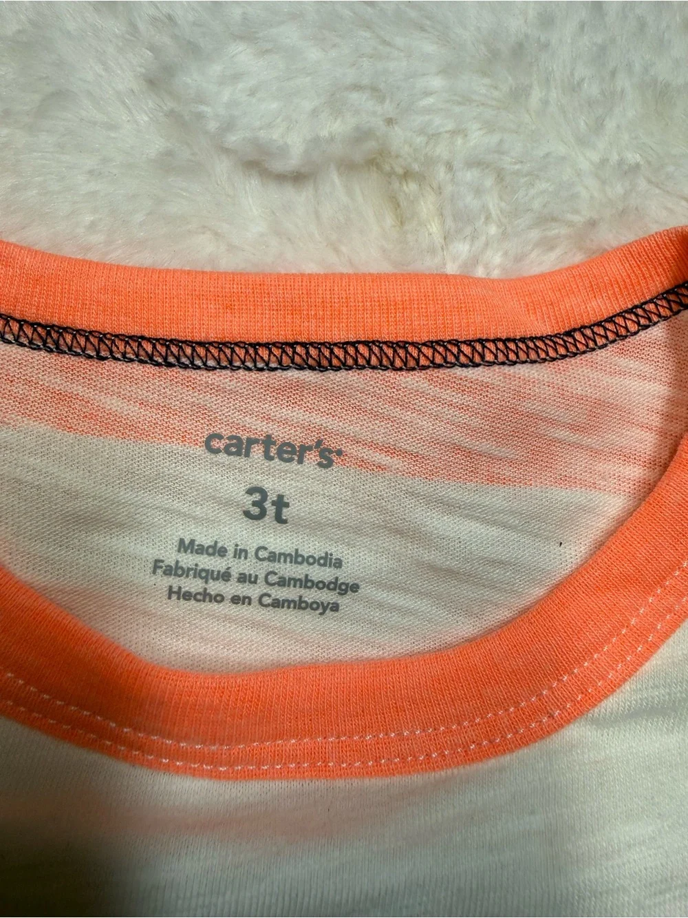 Carter's Coral and White Striped Short Sleeve Tee